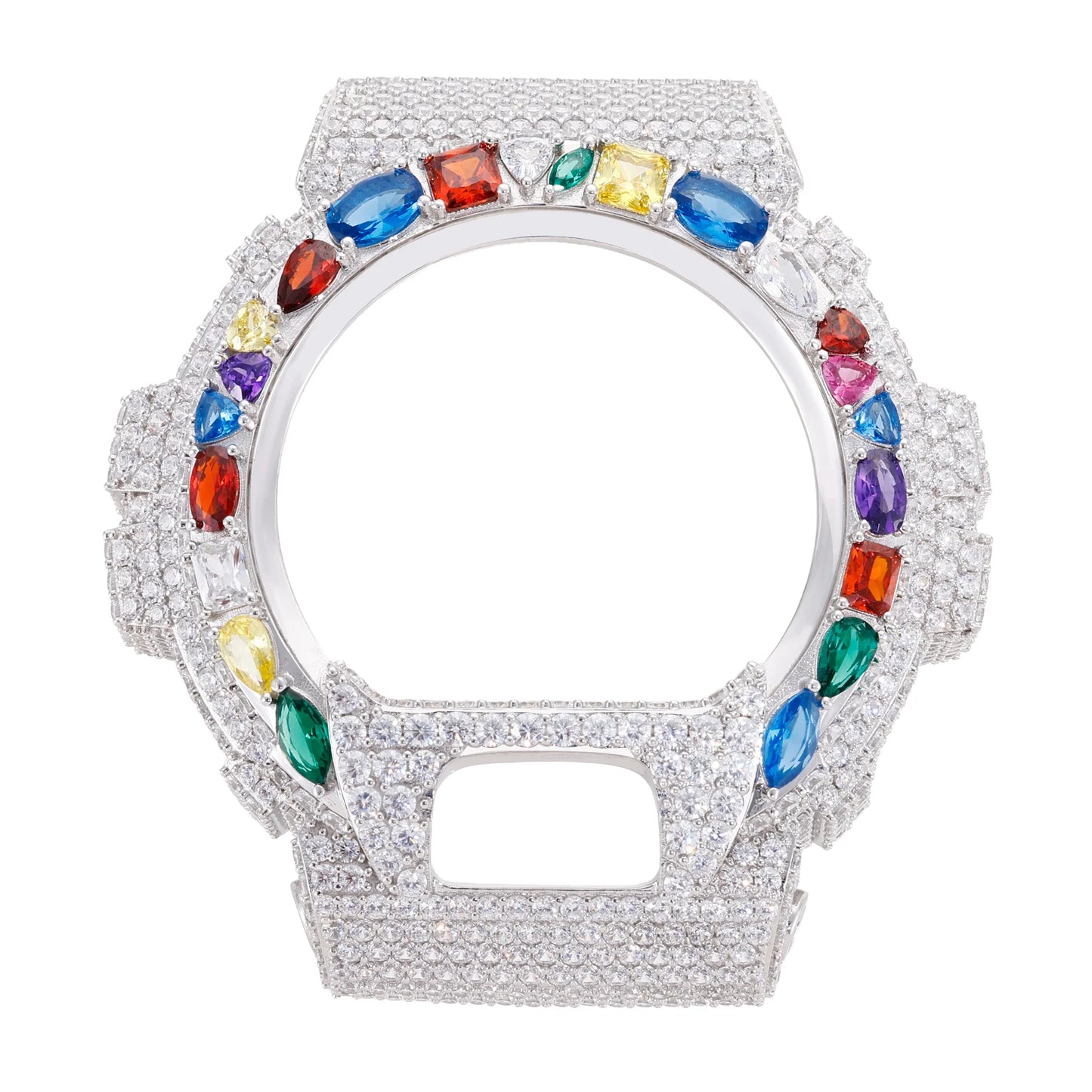 Iced Out Colorful Full Paved VVS1 Moissanite Watch Bezel Case for DW6900 | 18K Gold Plated | Buss Down
