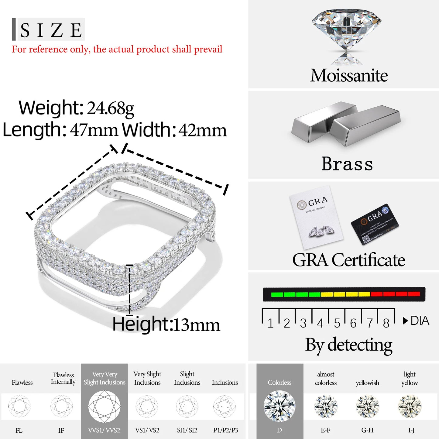 Buss Down Apple Watch Bezel 42mm | VVS1 Moissanite Iced Out Case Cover | Passes Diamond Tester | GRA Certified | Hip Hop Jewelry