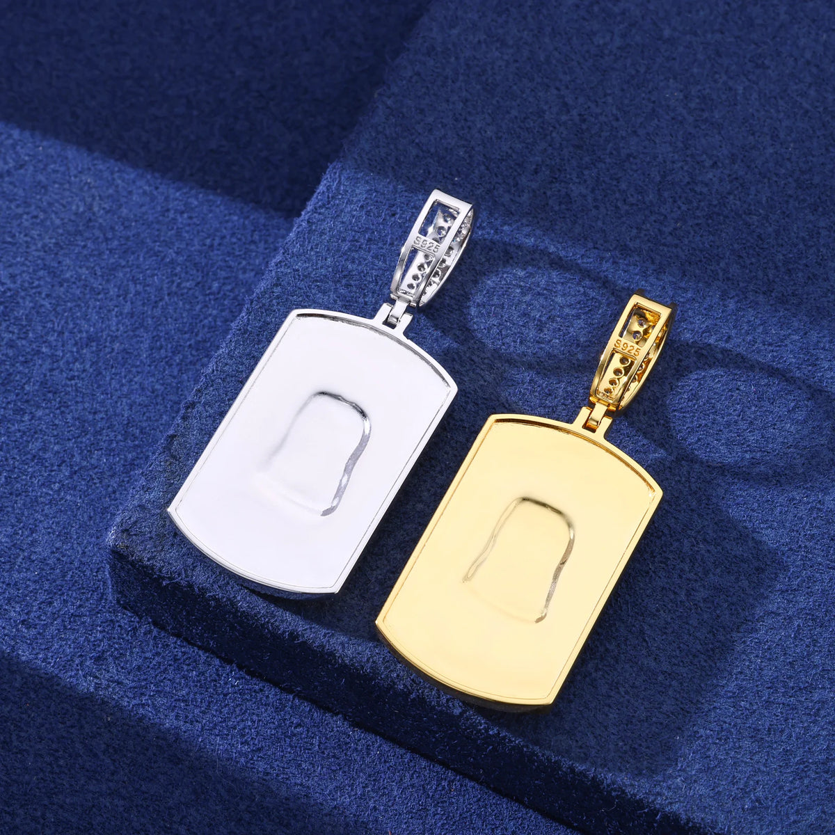 VVS1 Moissanite Two-Tone Jesus Head Dog Tag Pendant | GRA Certified | Passes Diamond Tester