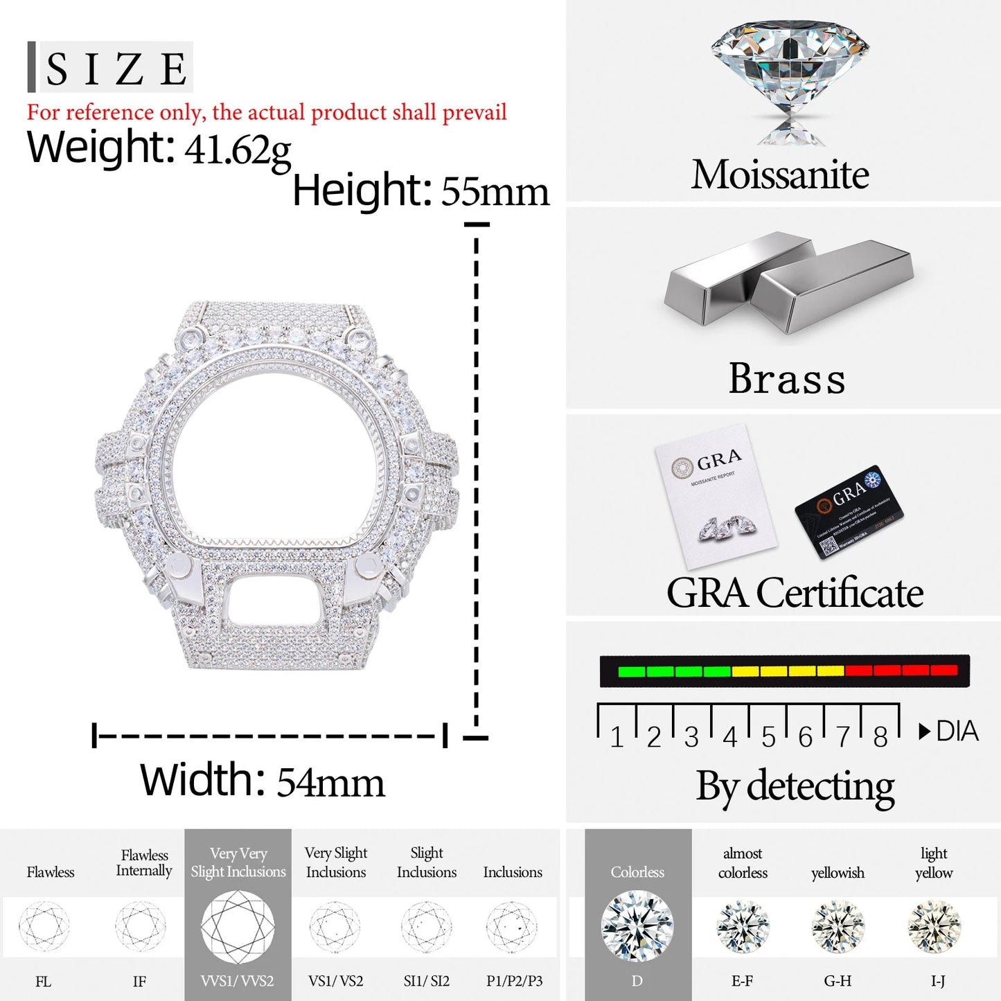 DW6900 G-Shock Buss Down VVS Moissanite Diamond Screw Watch Bezel | Passes Diamond Tester