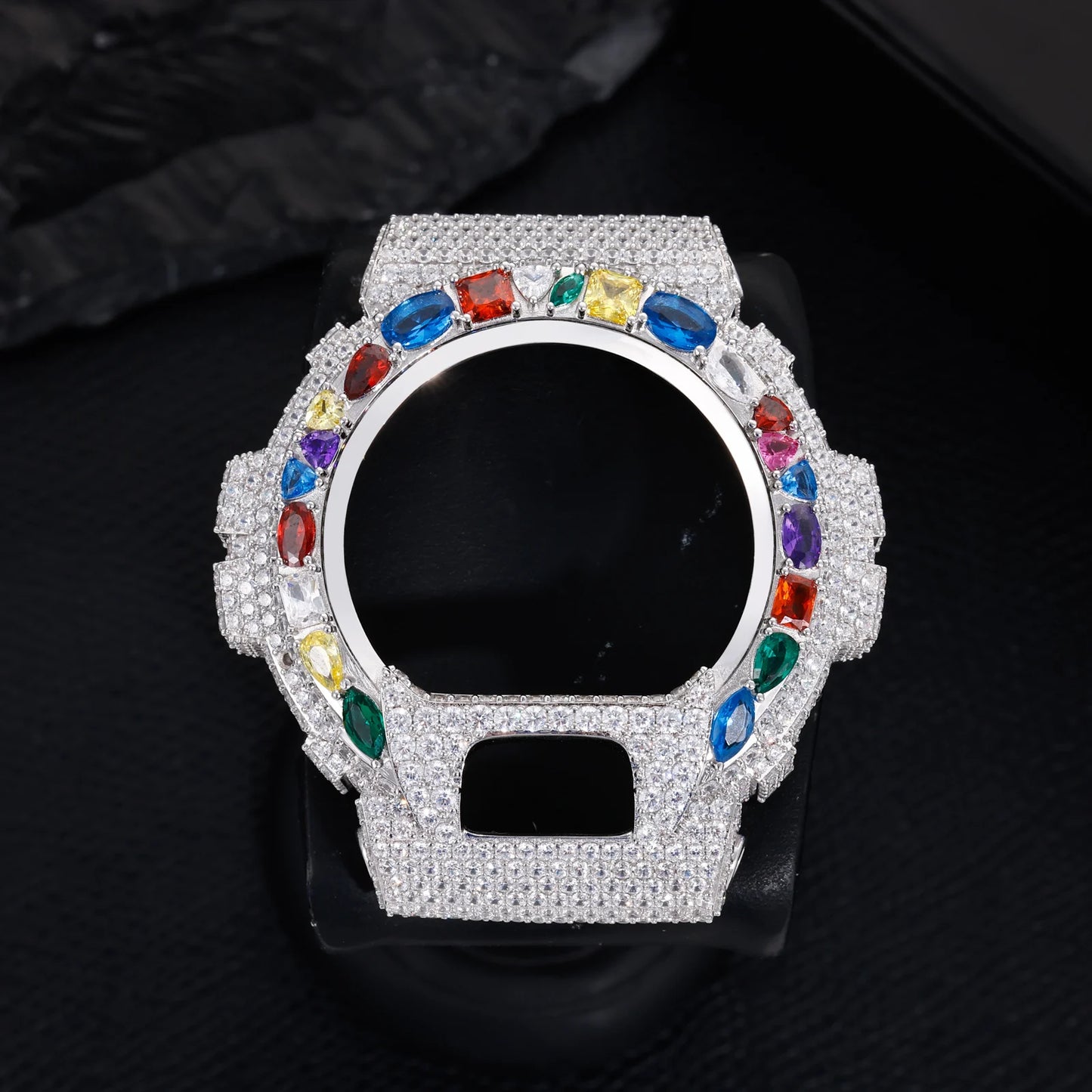 Iced Out Colorful Full Paved VVS1 Moissanite Watch Bezel Case for DW6900 | 18K Gold Plated | Buss Down