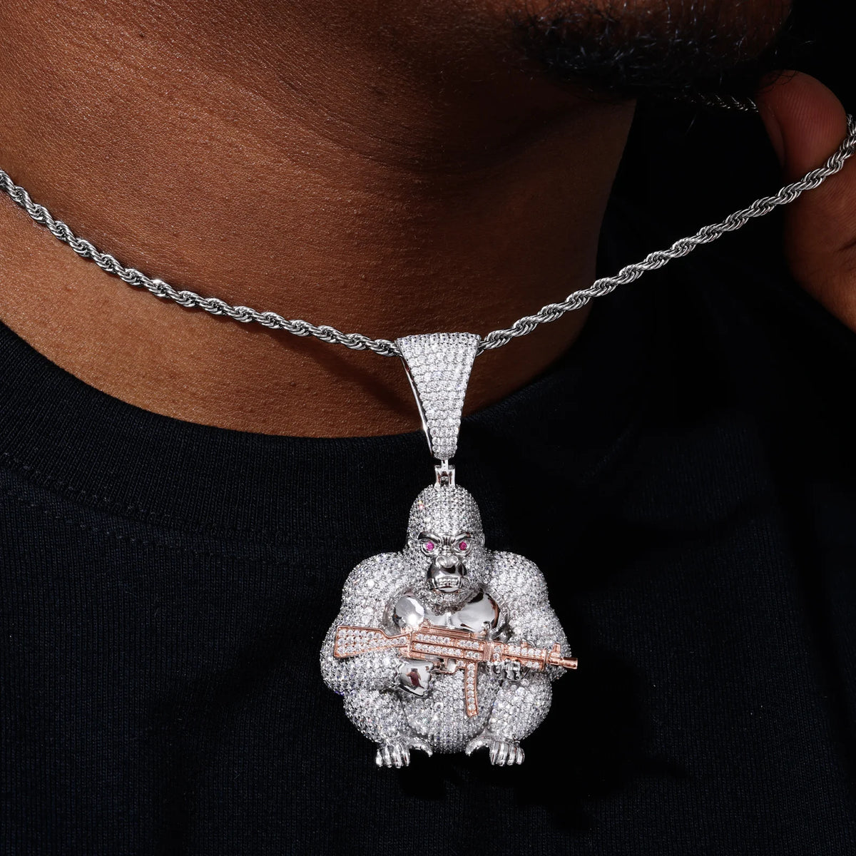 VVS1 Moissanite AK Gorilla Pendant | 925 Sterling Silver | GRA Certified | Passes Diamond Tester