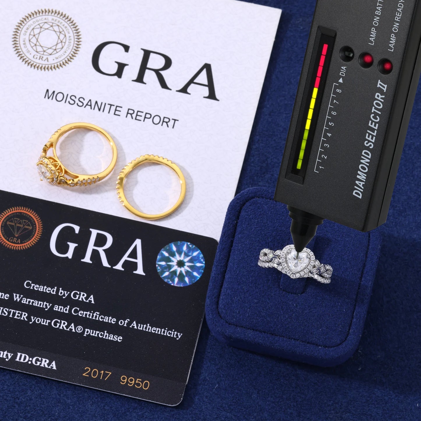 Heart Cut VVS1 Moissanite Stackable Engagement Ring Set | 925 Sterling Silver | GRA Certified | Passes Diamond Tester