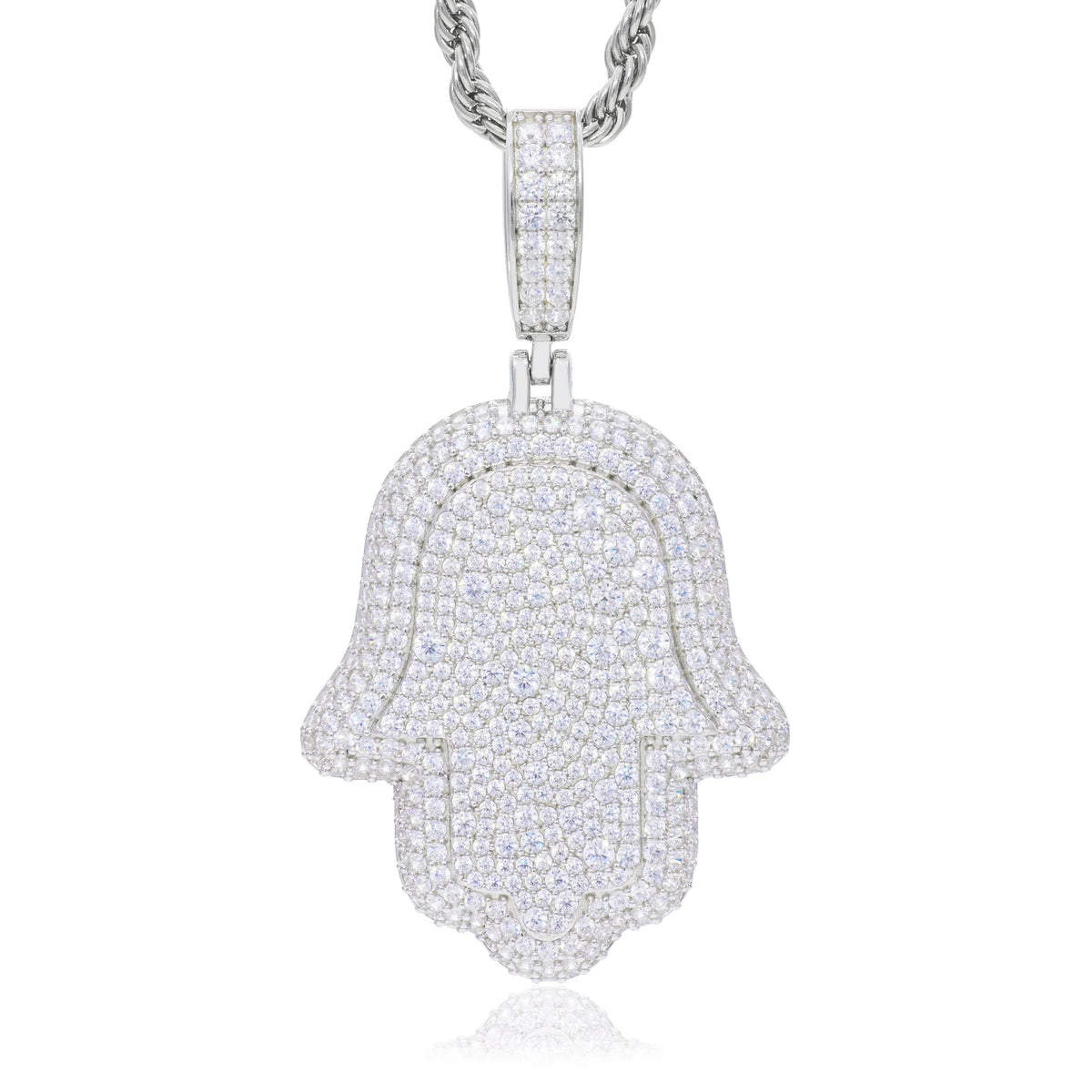 VVS1 Moissanite Hamsa Hand Pendant | 925 Sterling Silver | GRA Certified | Passes Diamond Tester