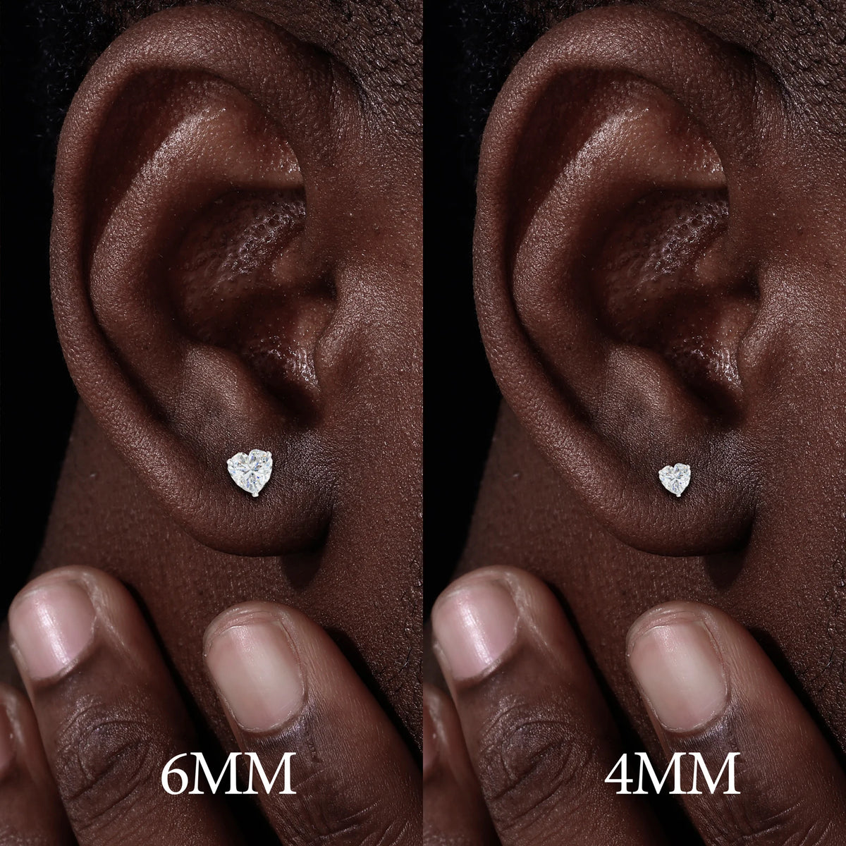 VVS1 Heart Cut Moissanite Solitaire Stud Earrings | 925 Sterling Silver | GRA Certified | Passes Diamond Tester