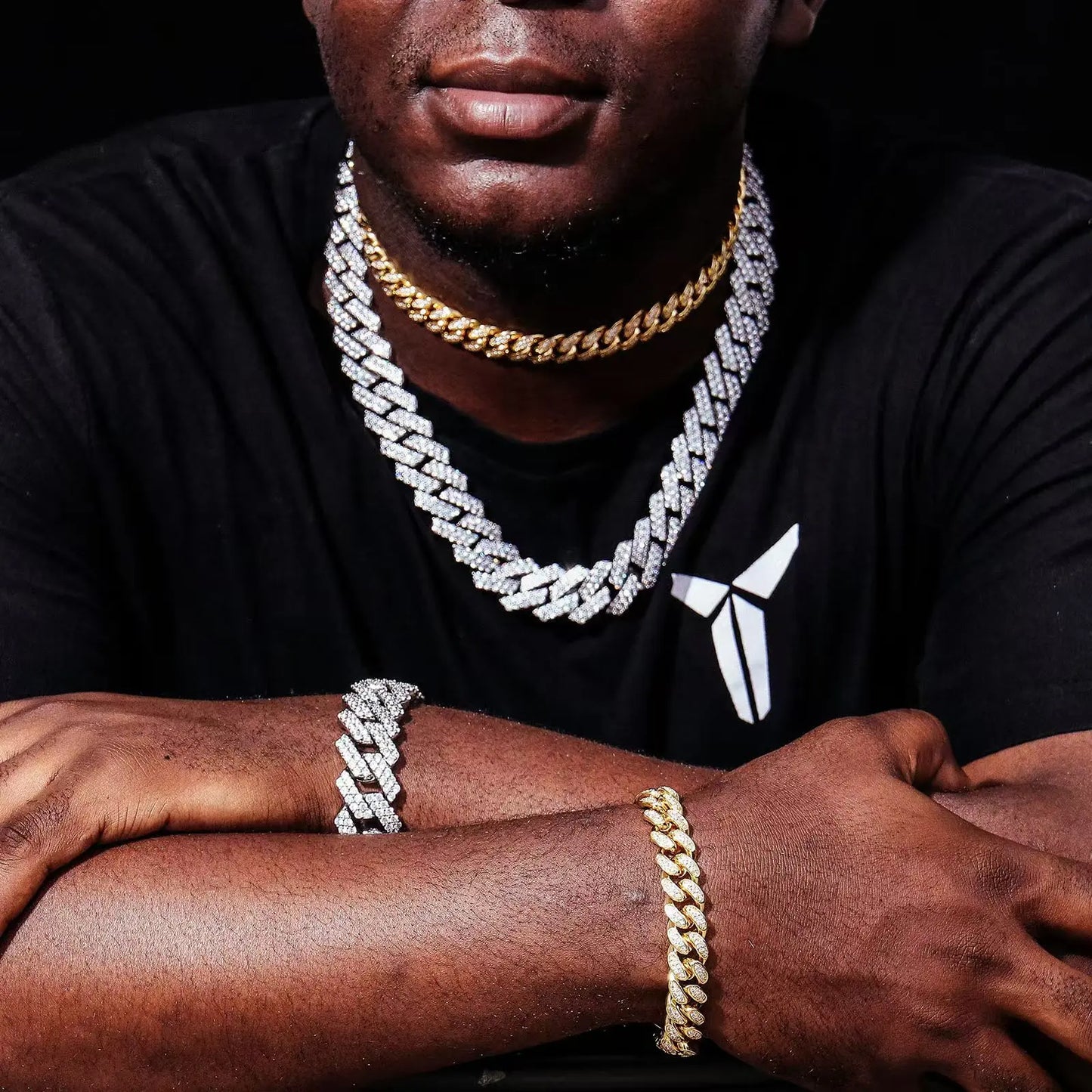 VVS1 Moissanite Cuban Chain Bracelet Necklace 925 Sterling Silver