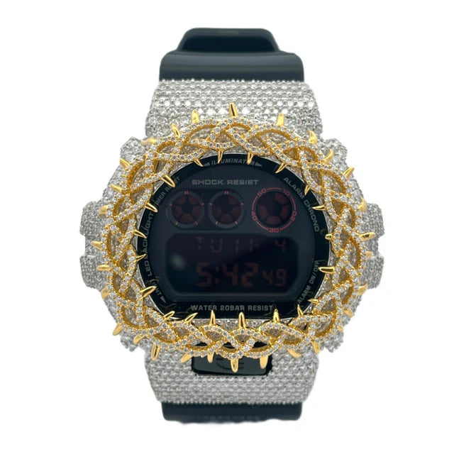 Buss Down DW6900 Thorns Watch Case | VVS1 Moissanite Iced Out Bezel | Passes Diamond Tester | GRA Certified | Hip Hop Jewelry