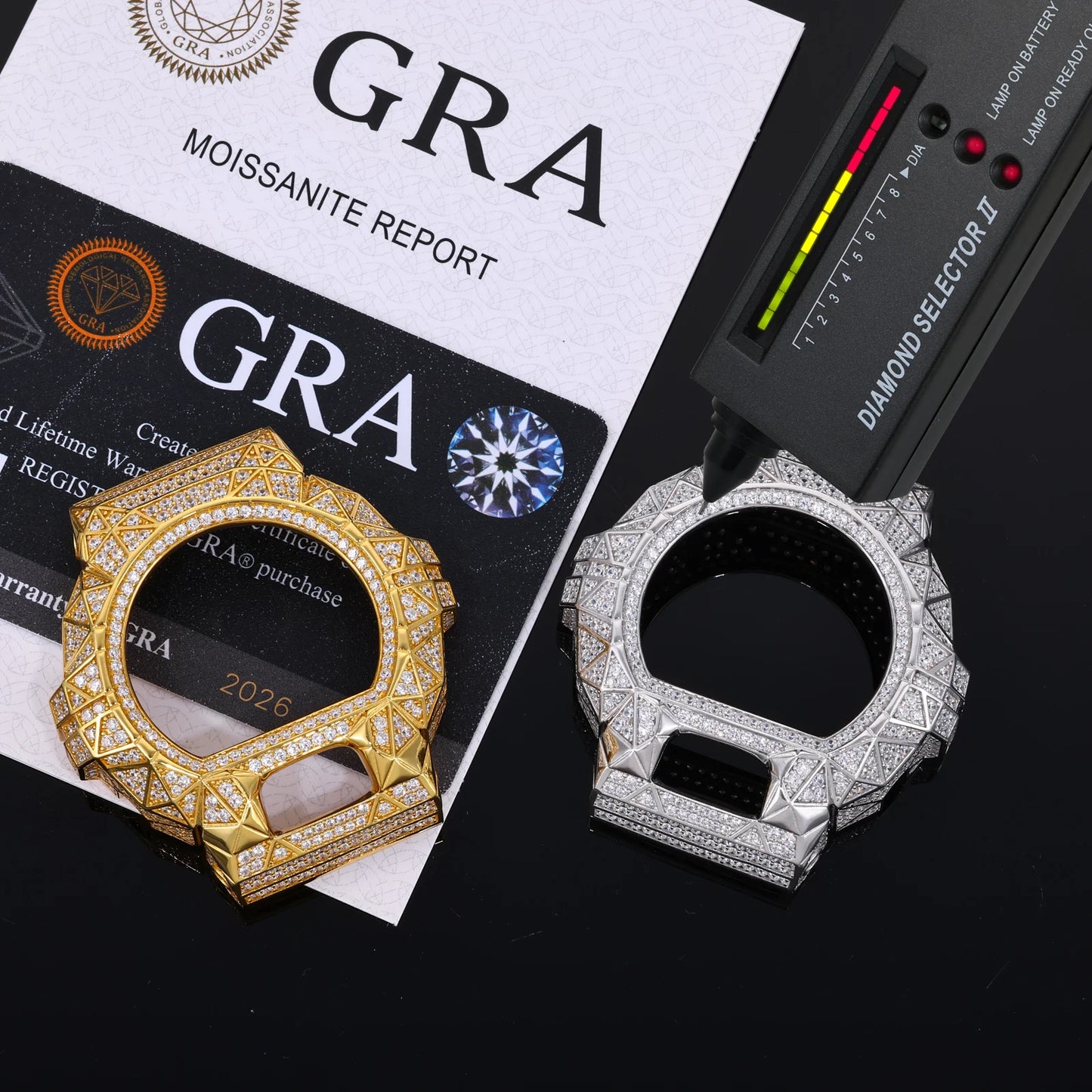 DW6900 G-Shock Pyramid Buss Down Bezel Watch Case | VVS1 Moissanite, GRA Certified