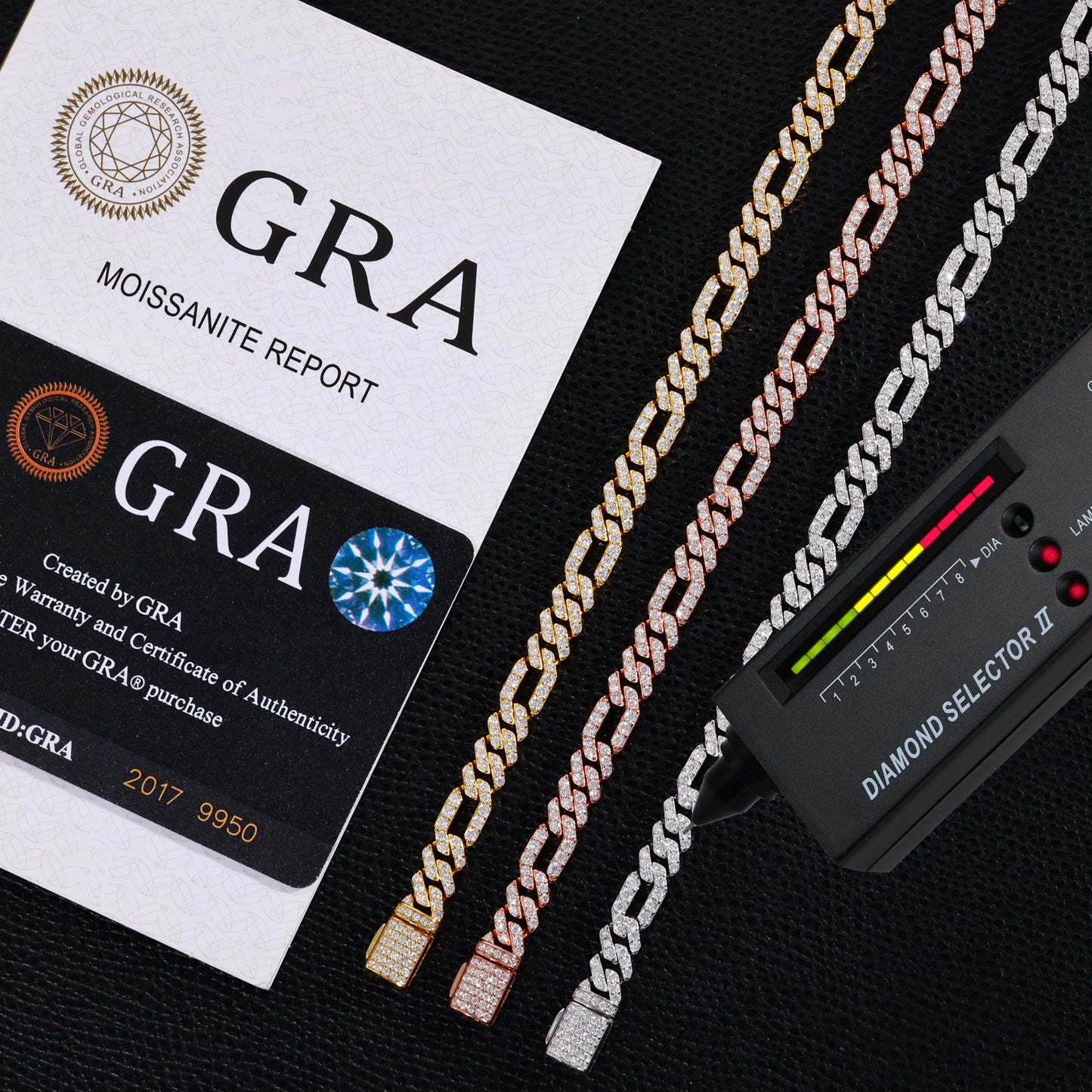 6mm VVS1 Moissanite Figaro Cuban Link Chain | 925 Sterling Silver | GRA Certified | Passes Diamond Tester