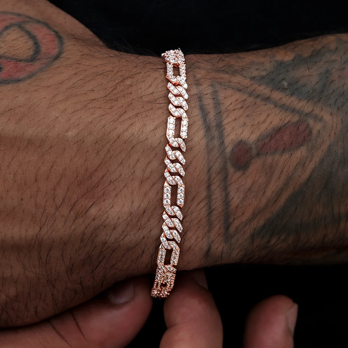 6mm VVS1 Moissanite Figaro Cuban Link Chain | 925 Sterling Silver | GRA Certified | Passes Diamond Tester