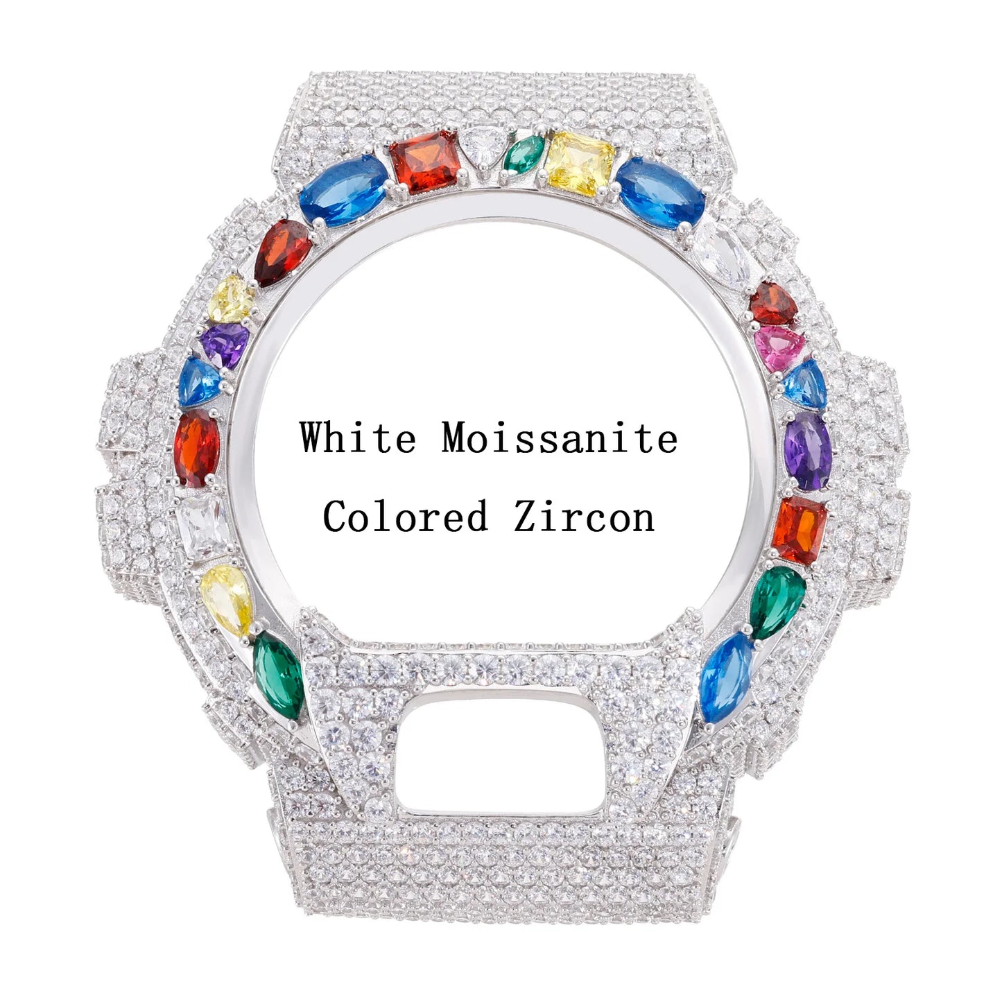 Iced Out Colorful Full Paved VVS1 Moissanite Watch Bezel Case for DW6900 | 18K Gold Plated | Buss Down