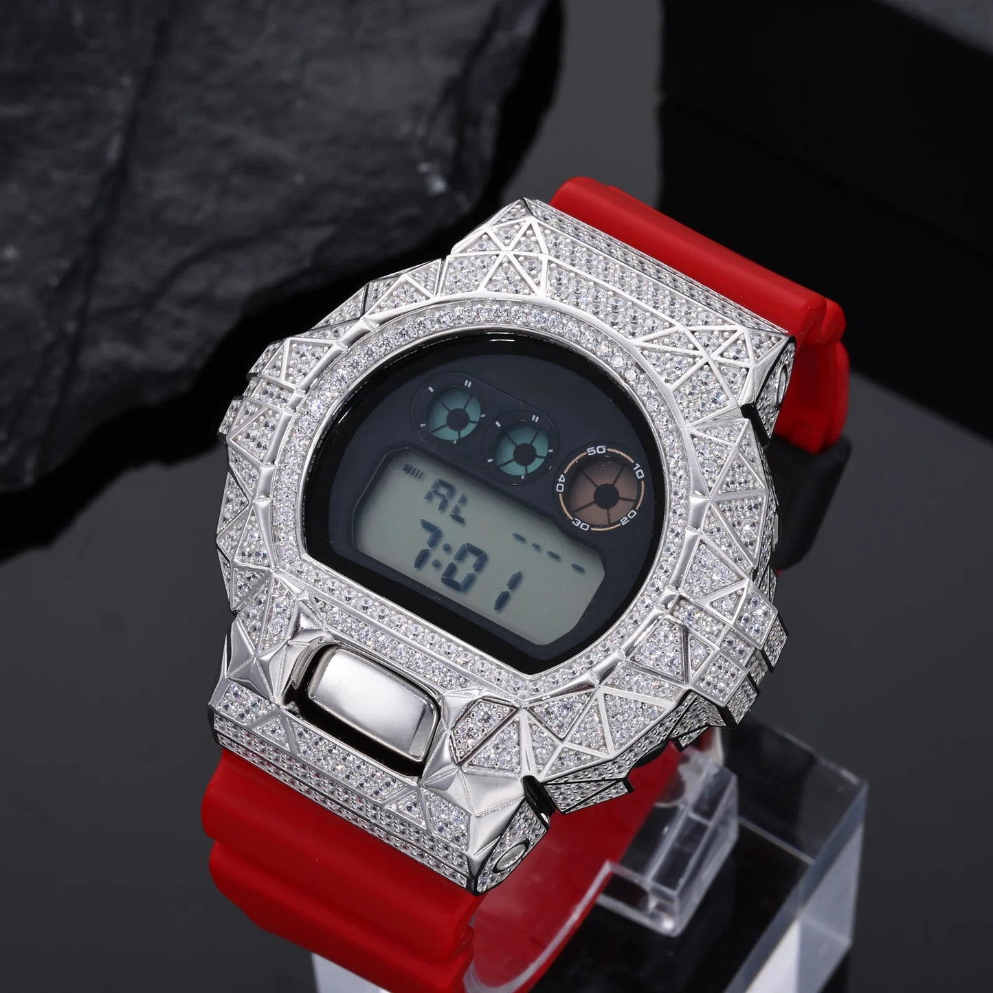DW6900 G-Shock Pyramid Buss Down Bezel Watch Case | VVS1 Moissanite, GRA Certified