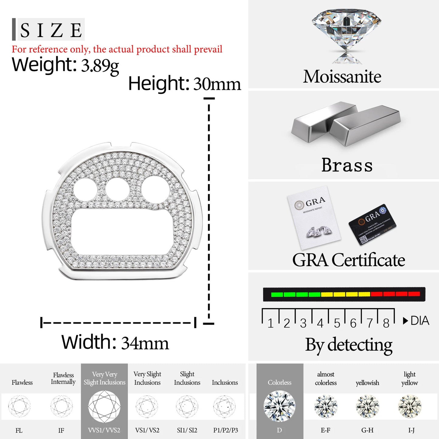 DW6900 Watch Dial VVS1 Moissanite