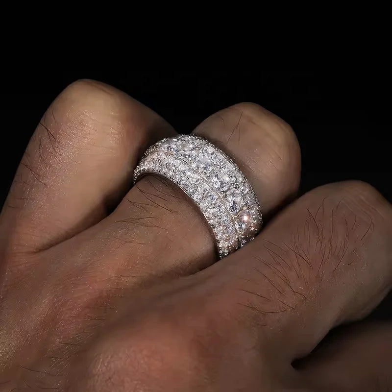 VVS1 Moissanite 5-Row Eternity Band Ring | 925 Sterling Silver | Passes Diamond Tester
