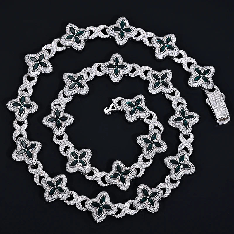 16mm VVS1 Moissanite Infinity Clover Cuban Link Chain | 925 Sterling Silver | GRA Certified | Passes Diamond Tester