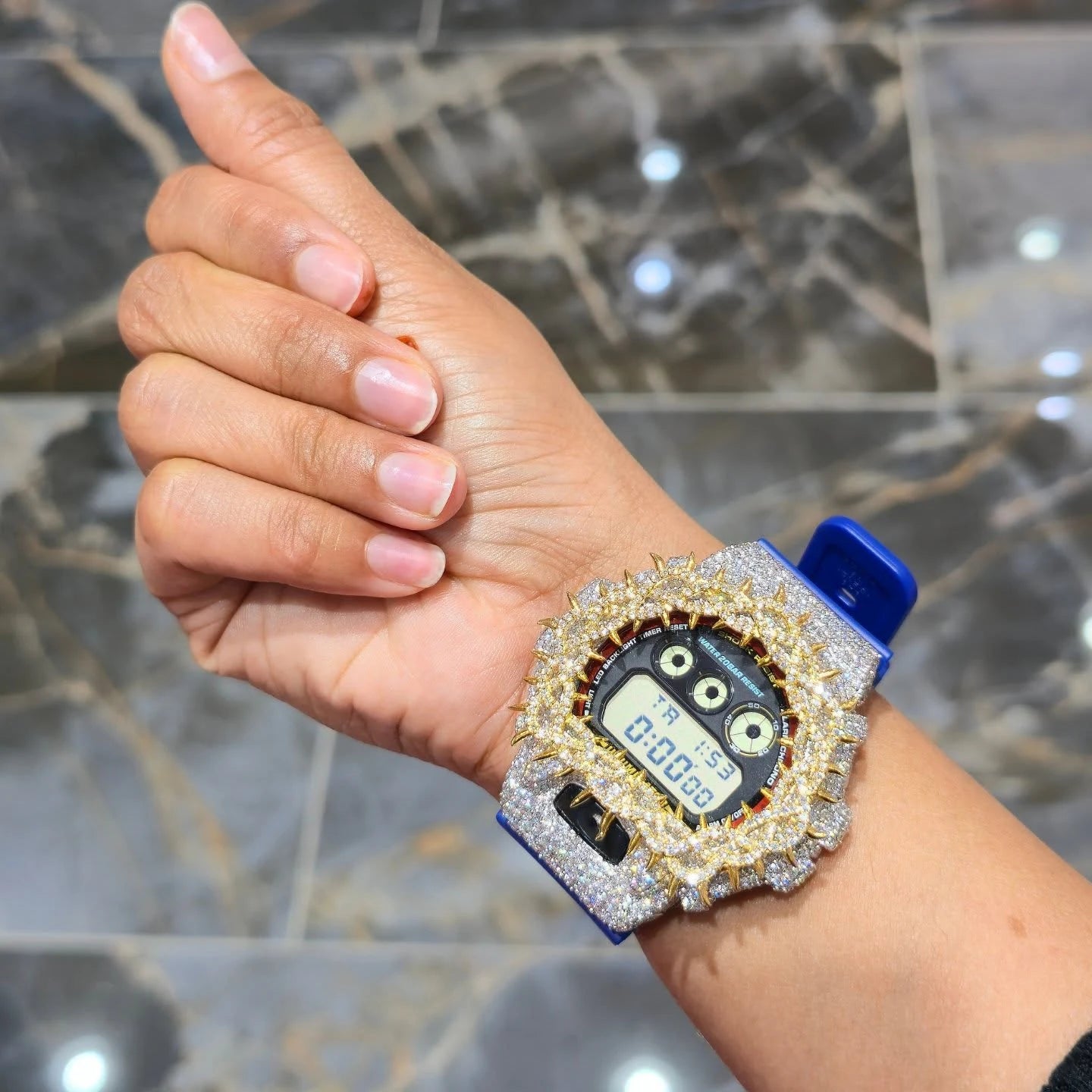 Buss Down DW6900 Thorns Watch Case | VVS1 Moissanite Iced Out Bezel | Passes Diamond Tester | GRA Certified | Hip Hop Jewelry