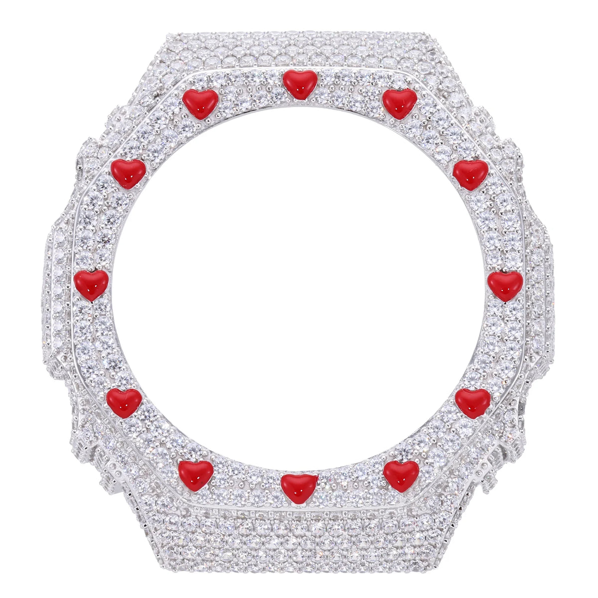 GA2100 G-Shock Buss Down VVS1 Moissanite Red Enamel Heart Watch Case | Passes Diamond Tester
