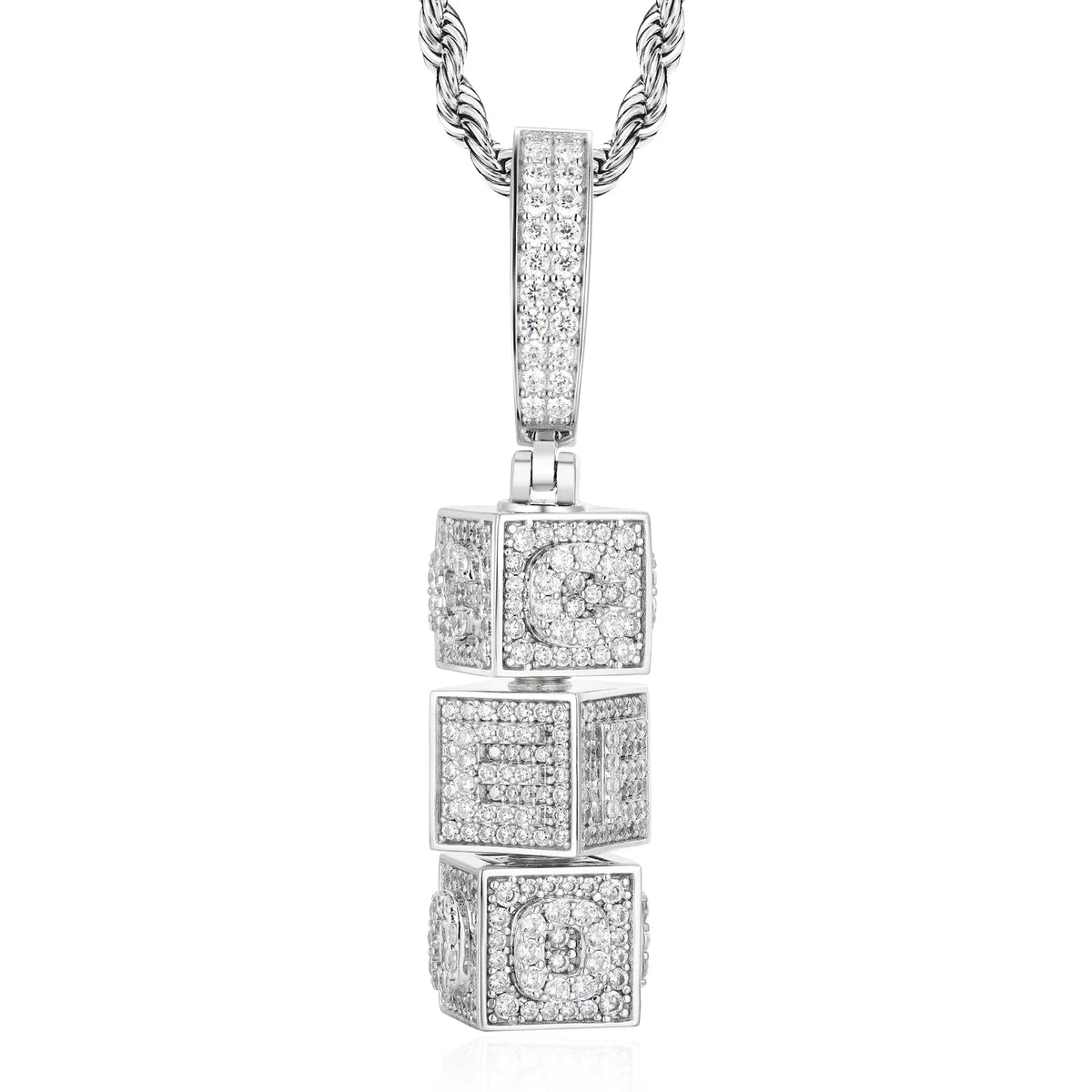 VVS1 Moissanite Rotatable CEO Dice Pendant | 925 Sterling Silver | GRA Certified | Passes Diamond Tester