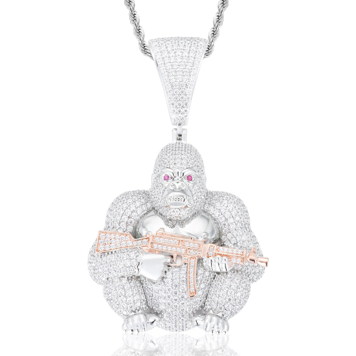 VVS1 Moissanite AK Gorilla Pendant | 925 Sterling Silver | GRA Certified | Passes Diamond Tester