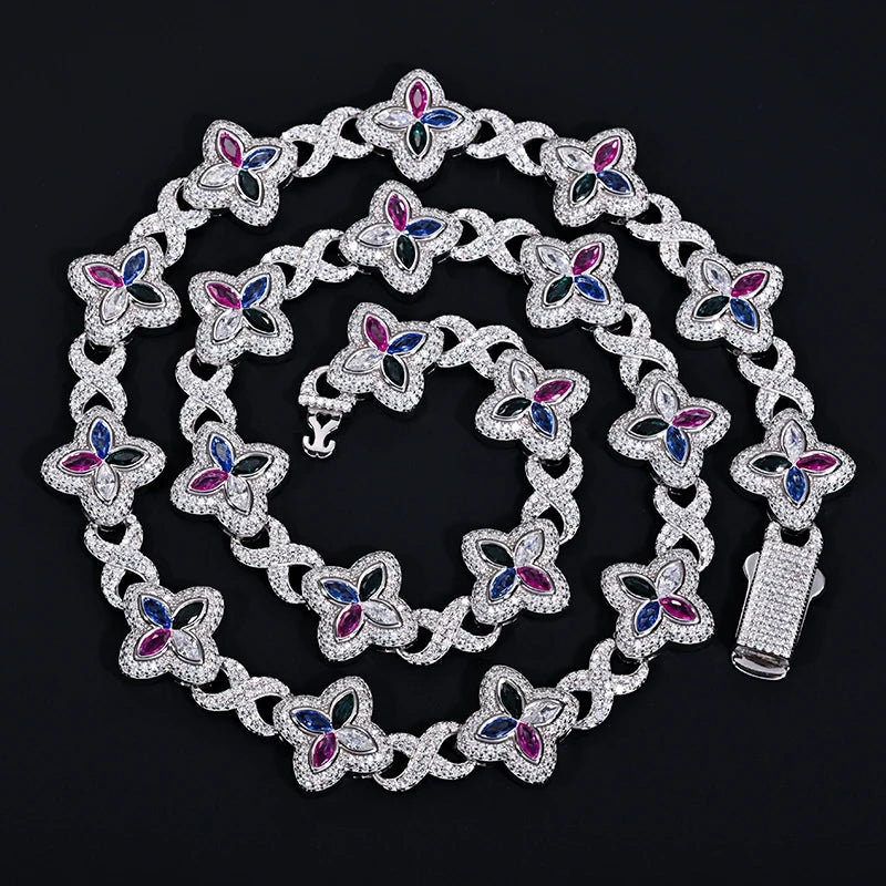 16mm VVS1 Moissanite Infinity Clover Cuban Link Chain | 925 Sterling Silver | GRA Certified | Passes Diamond Tester