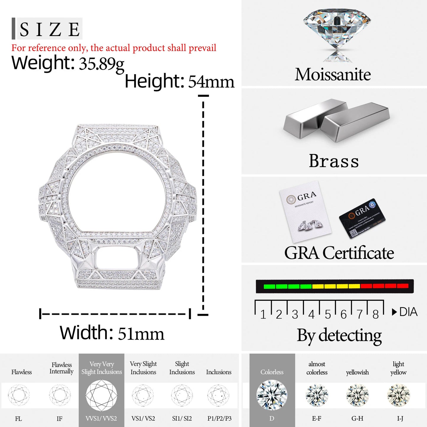 DW6900 G-Shock Pyramid Buss Down Bezel Watch Case | VVS1 Moissanite, GRA Certified