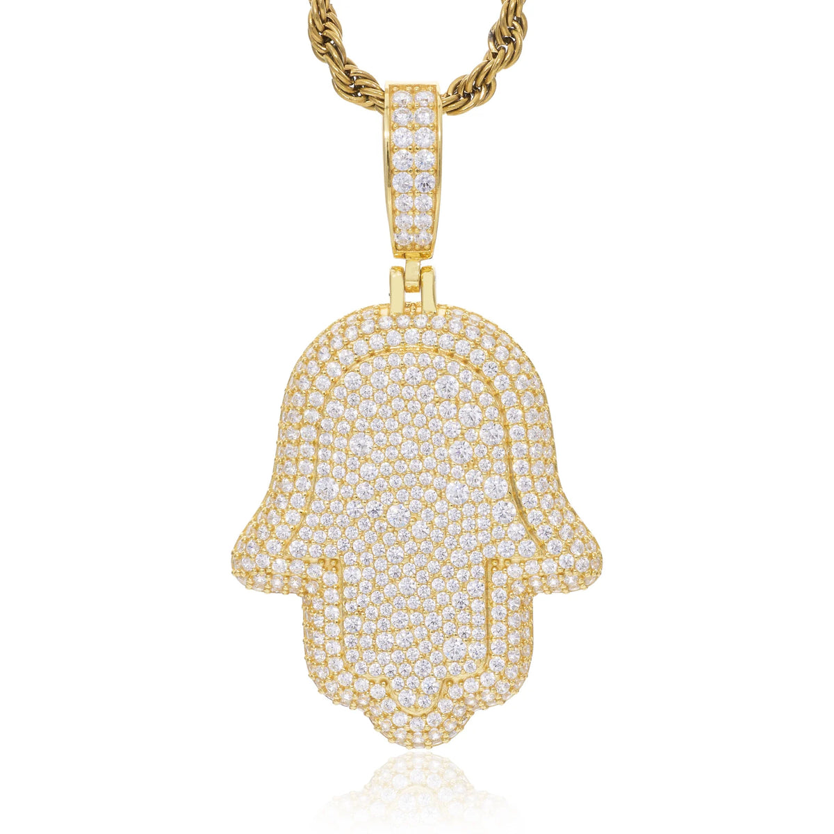 VVS1 Moissanite Hamsa Hand Pendant | 925 Sterling Silver | GRA Certified | Passes Diamond Tester