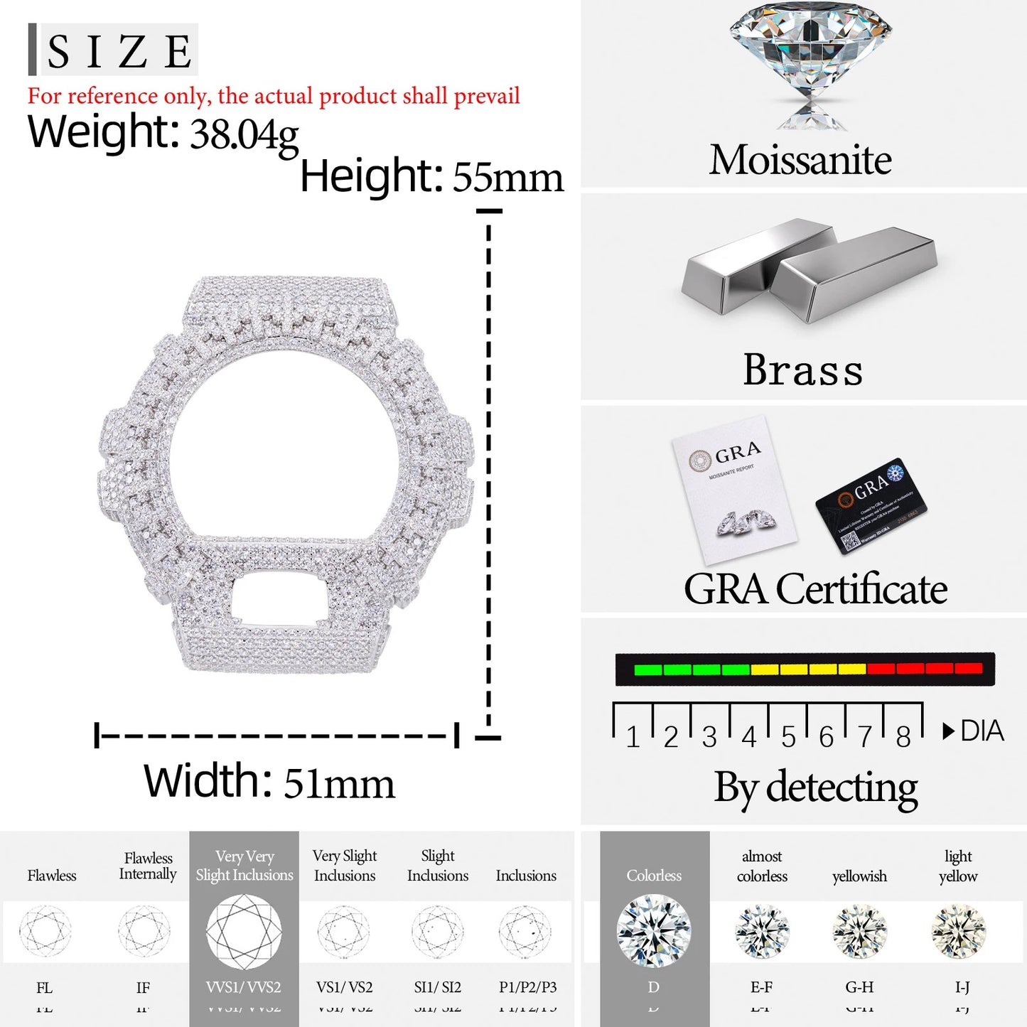 DW6900 G-Shock Cross Buss Down Bezel Watch Case | VVS1 Moissanite, GRA Certified