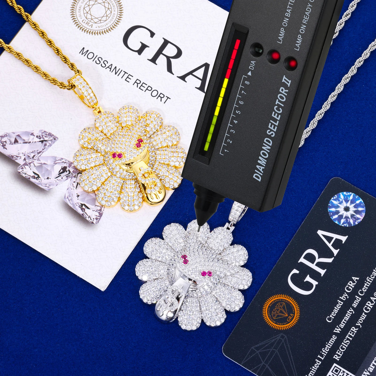 VVS1 Moissanite Devil's Sunflower Pendant | 925 Sterling Silver | GRA Certified | Passes Diamond Tester