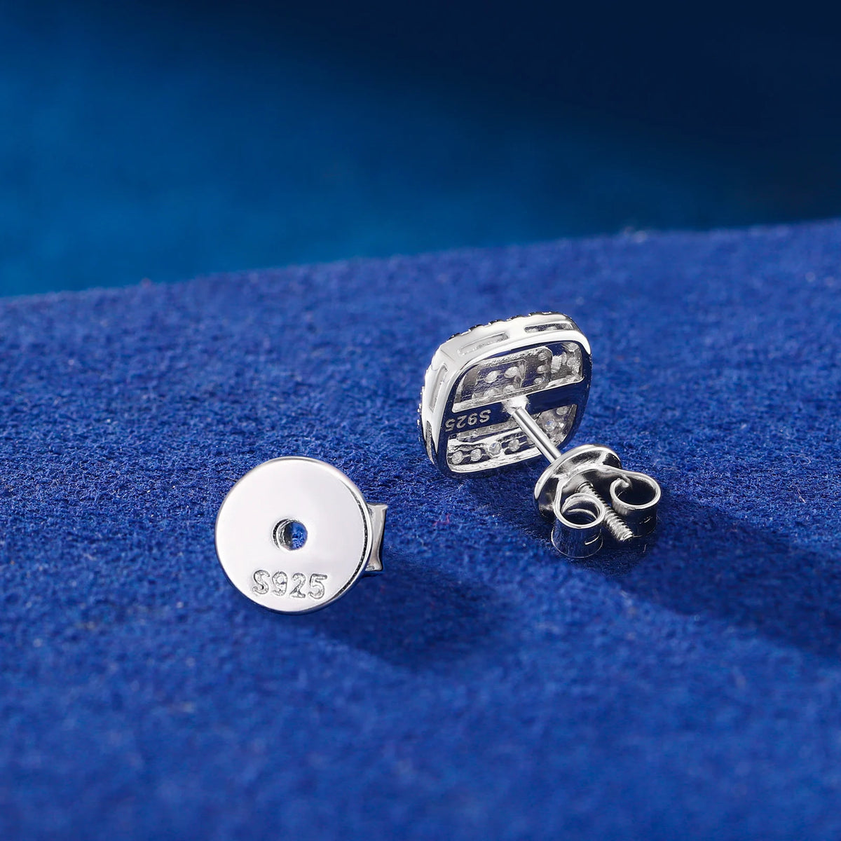 VVS1 Moissanite 3-Layer Square Stud Earrings | 925 Sterling Silver | GRA Certified | Passes Diamond Tester
