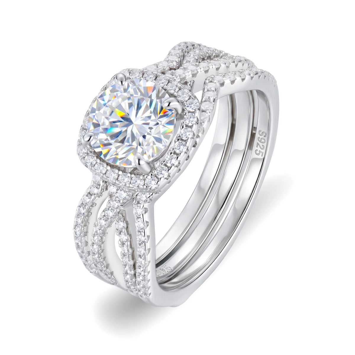 Bow Halo VVS1 Moissanite Engagement Ring | 925 Sterling Silver | GRA Certified | Passes Diamond Tester