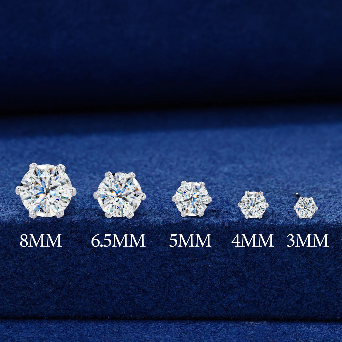 VVS1 Moissanite 6-Prong Solitaire Stud Earrings | 925 Sterling Silver | GRA Certified | Passes Diamond Tester