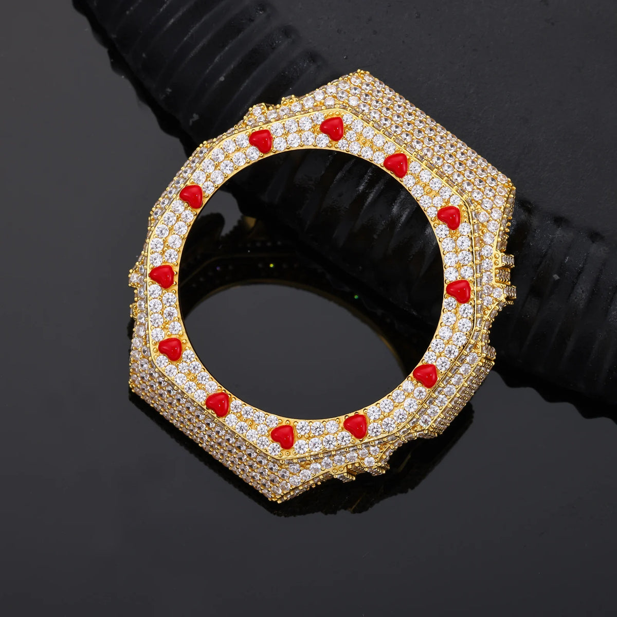 GA2100 G-Shock Buss Down VVS1 Moissanite Red Enamel Heart Watch Case | Passes Diamond Tester