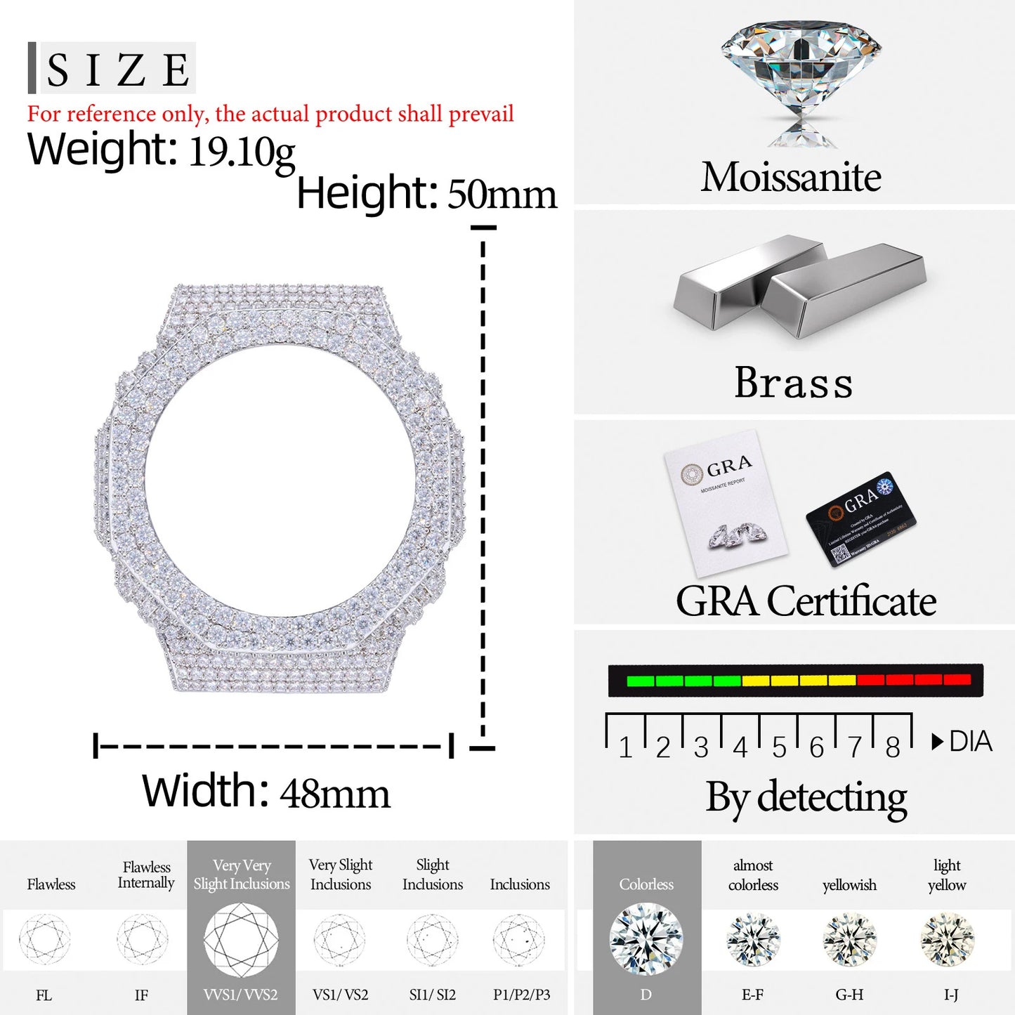 GA2100 G-Shock 2-Row Buss Down Bezel Watch Case | VVS1 Moissanite, GRA Certified