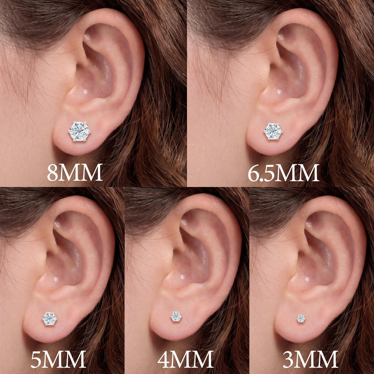 VVS1 Moissanite 6-Prong Solitaire Stud Earrings | 925 Sterling Silver | GRA Certified | Passes Diamond Tester