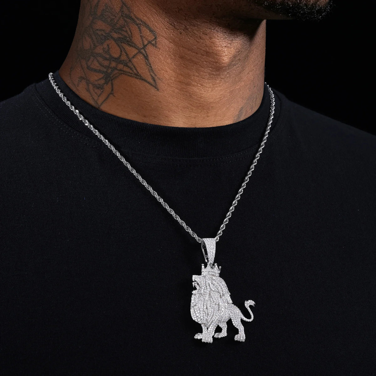 VVS1 Moissanite Roaring Lion King Pendant | GRA Certified | Passes Diamond Tester