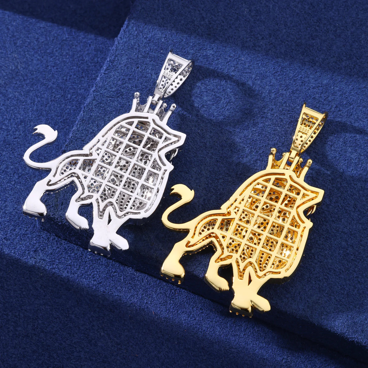 VVS1 Moissanite Roaring Lion King Pendant | GRA Certified | Passes Diamond Tester