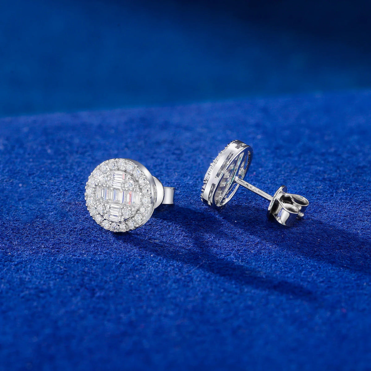 VVS1 Moissanite Baguette Cross Stud Earrings | 925 Sterling Silver | GRA Certified | Passes Diamond Tester