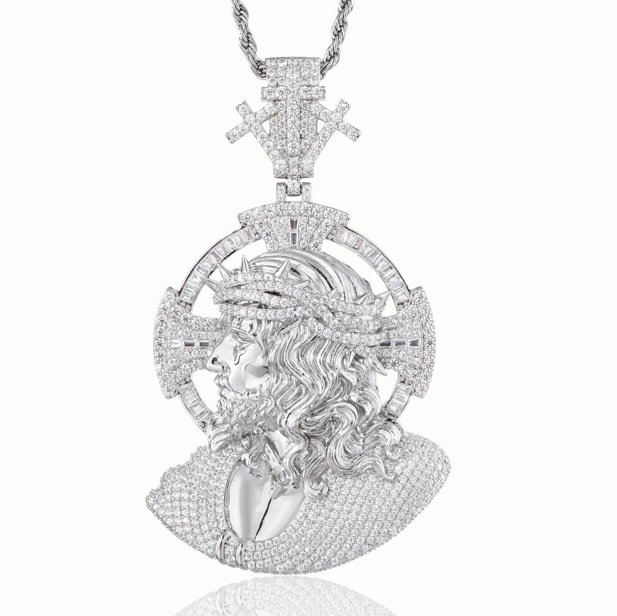 VVS1 Moissanite Holy Light Jesus Piece Pendant | GRA Certified | Passes Diamond Tester