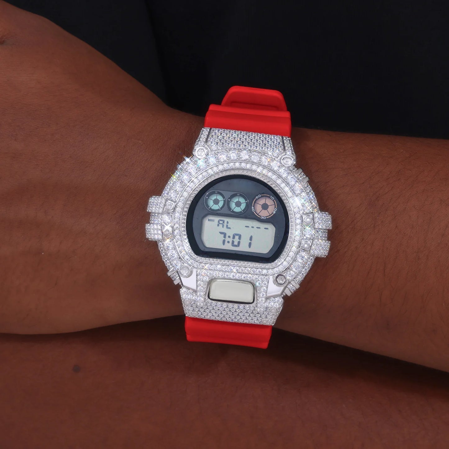 DW6900 G-Shock Buss Down VVS Moissanite Diamond Screw Watch Bezel | Passes Diamond Tester