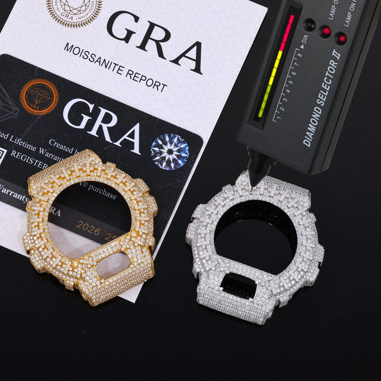 DW6900 G-Shock Cross Buss Down Bezel Watch Case | VVS1 Moissanite, GRA Certified