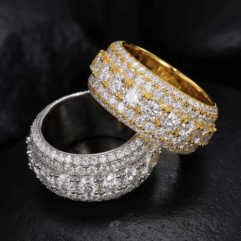 VVS1 Moissanite 5-Row Eternity Band Ring | 925 Sterling Silver | Passes Diamond Tester