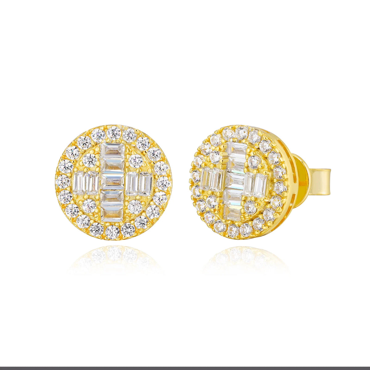 VVS1 Moissanite Baguette Cross Stud Earrings | 925 Sterling Silver | GRA Certified | Passes Diamond Tester