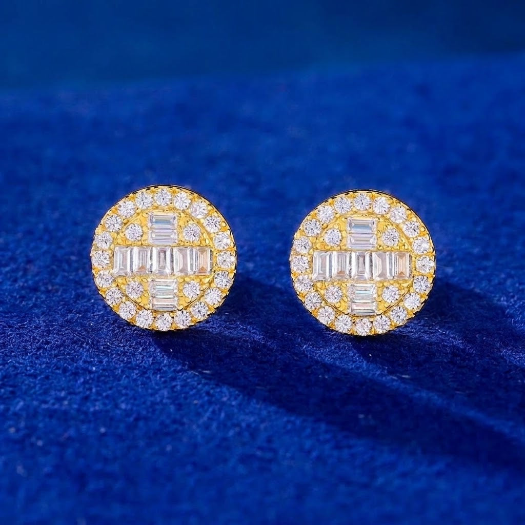 VVS1 Moissanite Baguette Cross Stud Earrings | 925 Sterling Silver | GRA Certified | Passes Diamond Tester