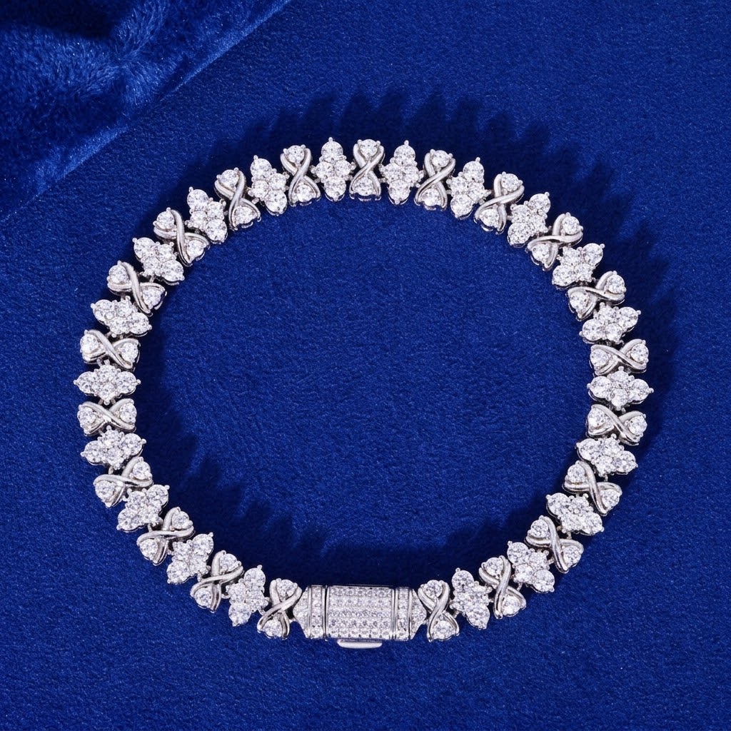 VVS1 Moissanite Infinity Star Chain Link Bracelet | 925 Sterling Silver | GRA Certified | Passes Diamond Tester