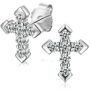 VVS1 Moissanite Cross Earrings 2.3mm 925 Sterling Silver