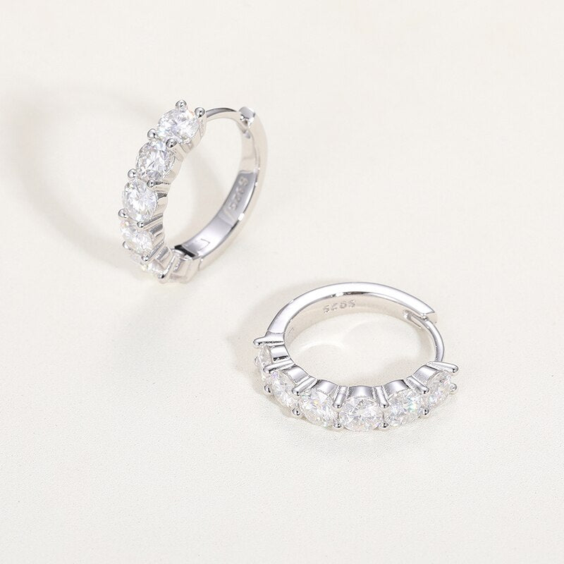 2/3/4mm 925 Sterling Silver VVS1 Moissanite Hoop Earrings