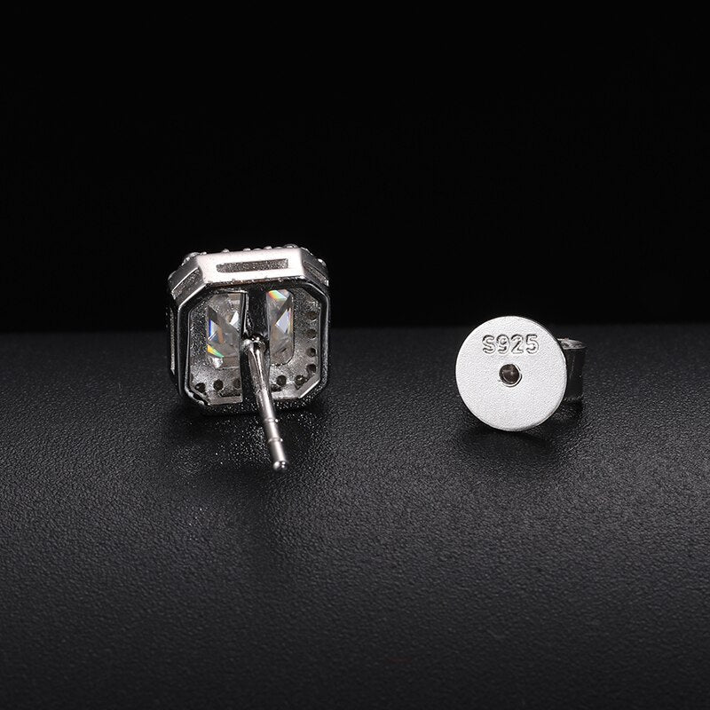 VVS1 Ascher Cut Moissanite Square Stud Earrings 925 Sterling Silver