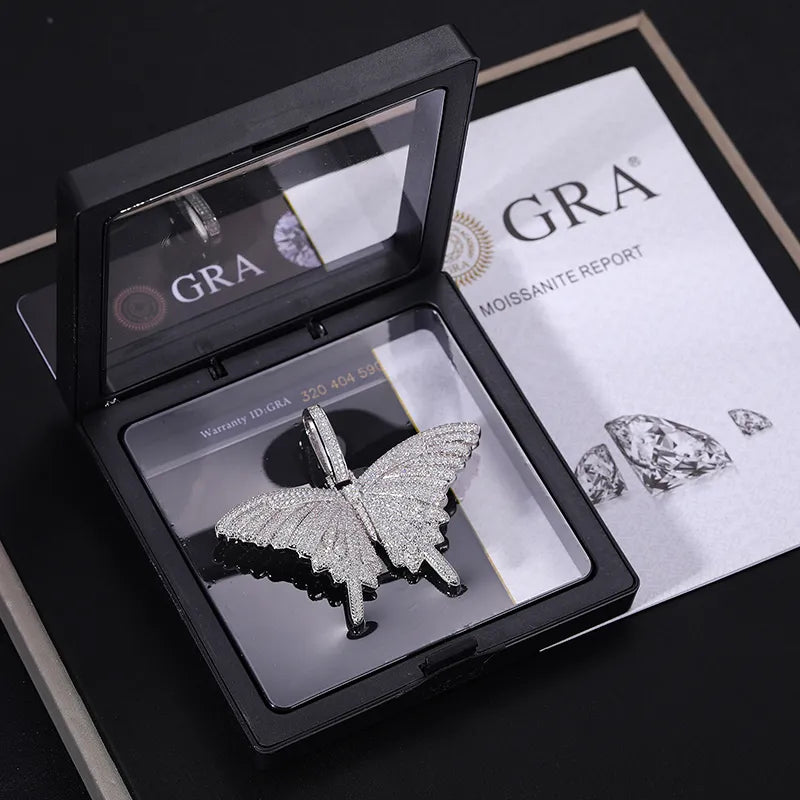 VVS1 Moissanite Butterfly Pendant – 925 Sterling Silver