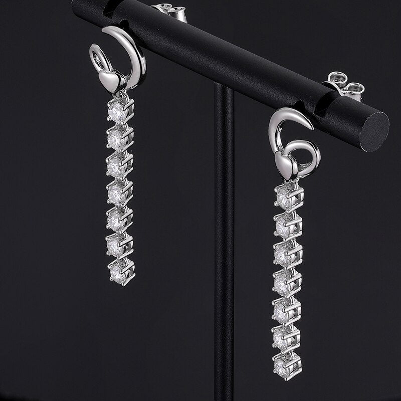 VVS1 Moissanite Long Tassel Earrings 925 Sterling Silver