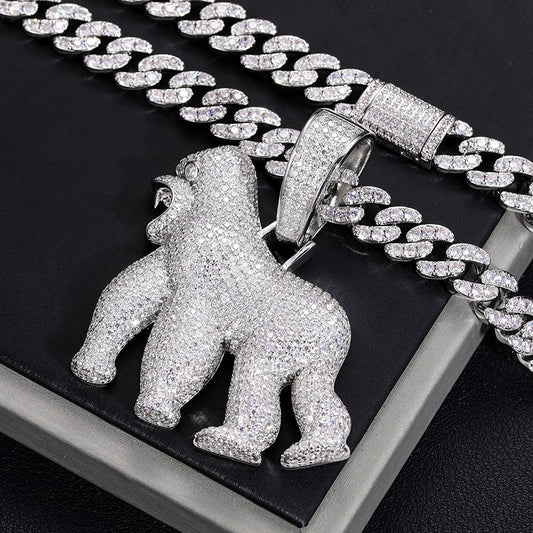 925 Silver VVS1 Moissanite Gorilla Pendant